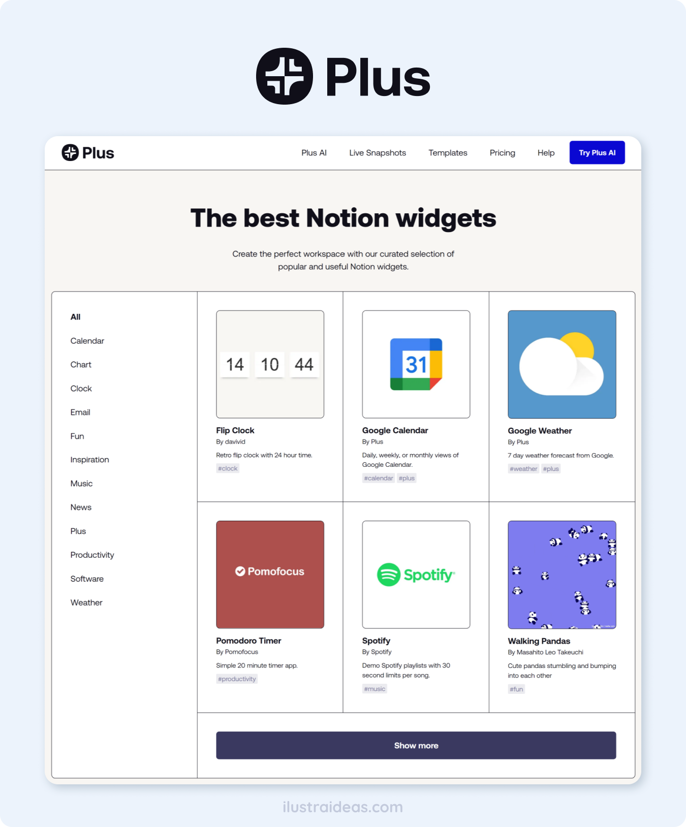 5 páginas de widgets para Notion: Organízate con estilo✨ Captura de pantalla de PlusDocs